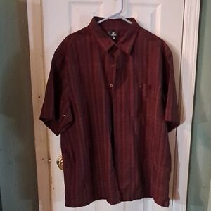 George Men's Burgundy Striped Button Down Shirt
